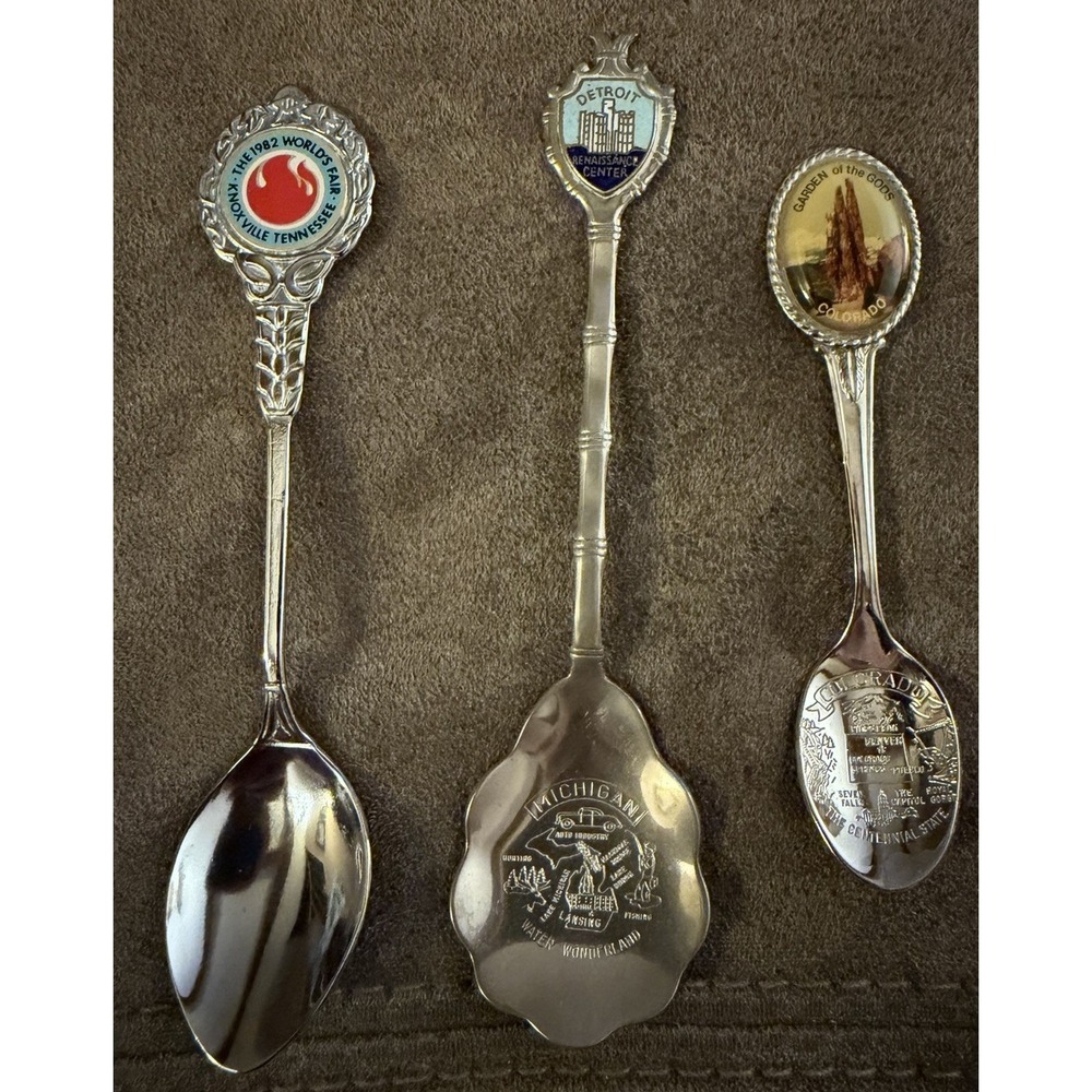 Vintage Lot 14 Collectible Spoons Souvenir Silver Plated 3.75"-5" - Picture 6 of 11
